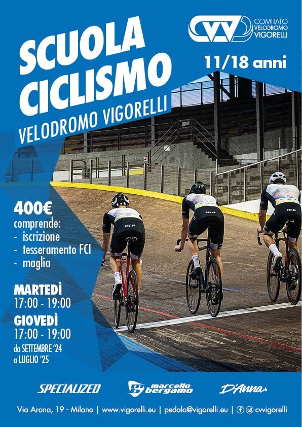 Scuola di ciclismo su pista velodromo Vigorelli 11 - 18 anni