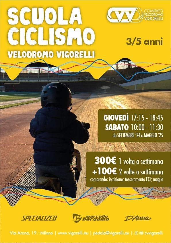 Scuola di ciclismo su pista velodromo Vigorelli 3 - 5 anni
